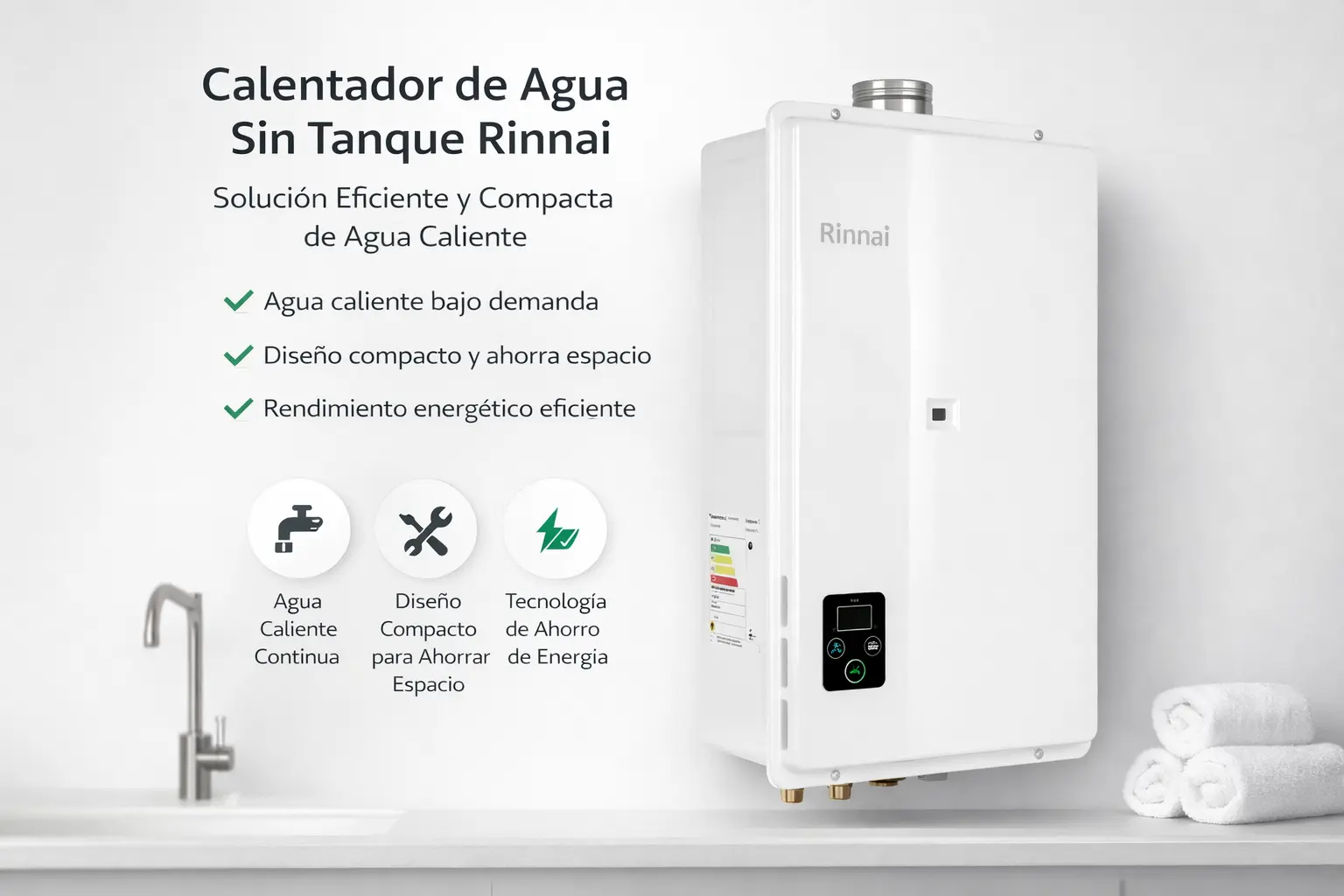 Calentador de agua sin tanque Rinnai Especificaciones